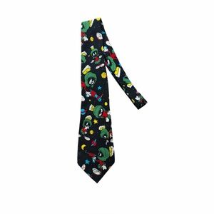 Looney Tunes Marvin the Martian 90s Vintage Black Necktie Tie